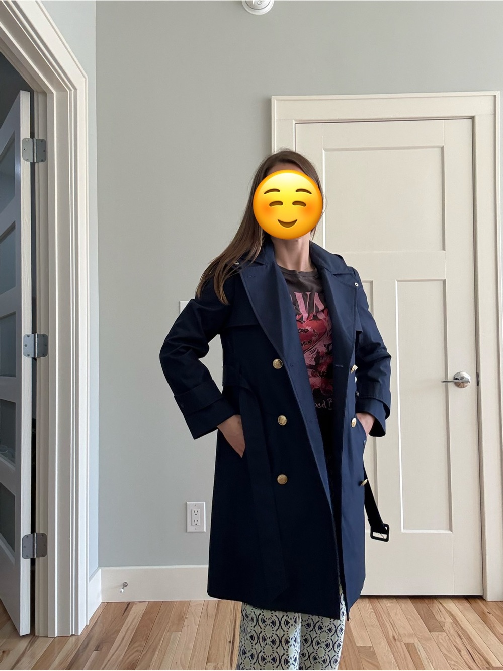 J.Crew Womens New Icon Trench Coat Navy Size 0P - Picture 2 of 4